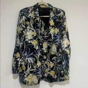 Zara Black and Yellow Floral Blazer